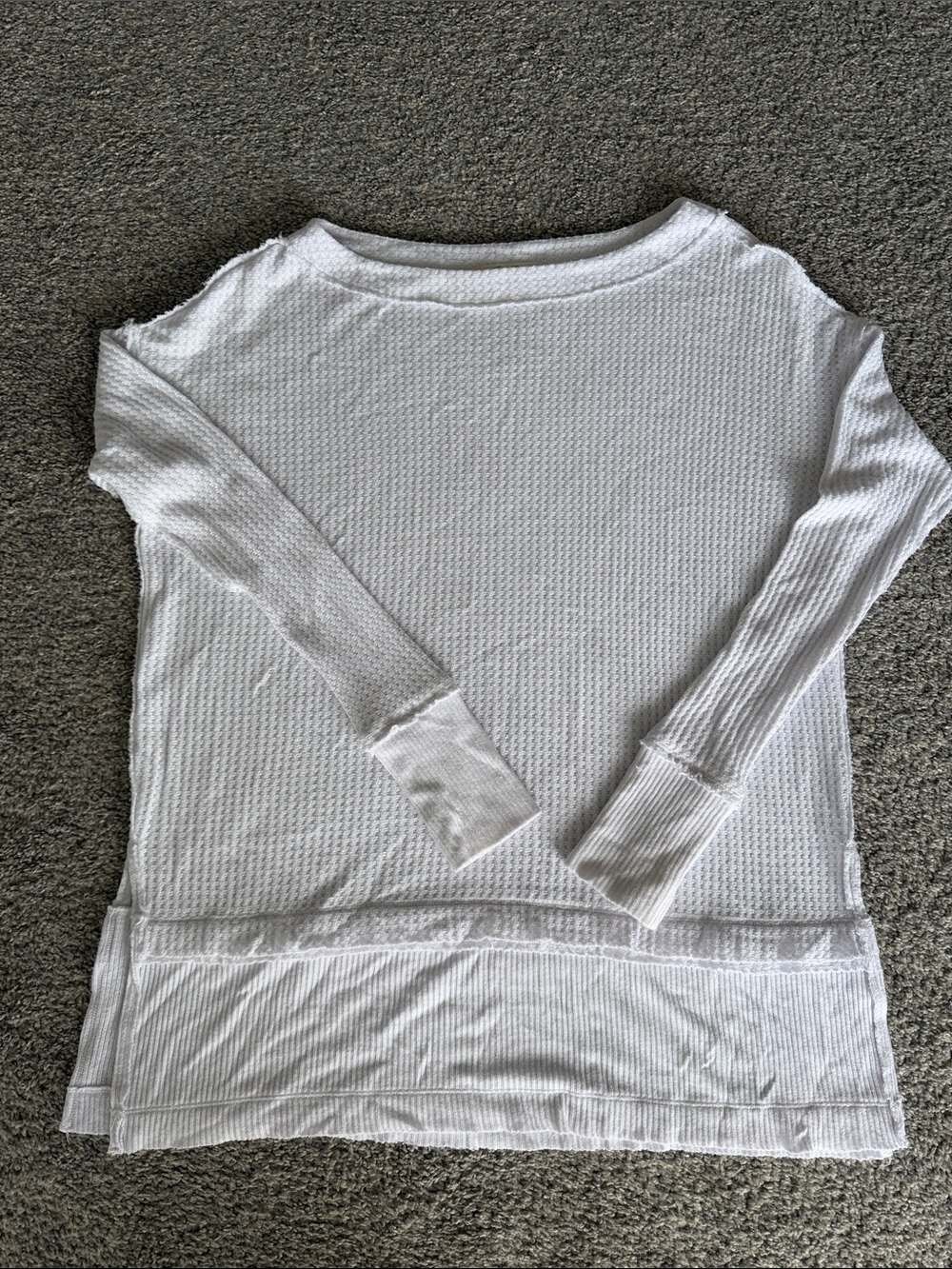 We The Free White Waffle-Knit Long Sleeve Top